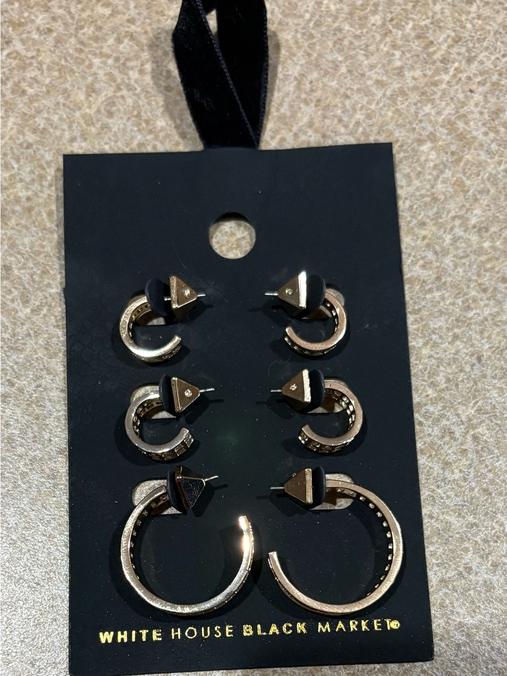 White House Black Market Gold tone Hoop Earring Set